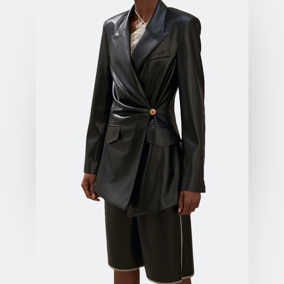 Nanushka Blair Wrap Front Vegan Leather Blazer - Picture 9 of 13